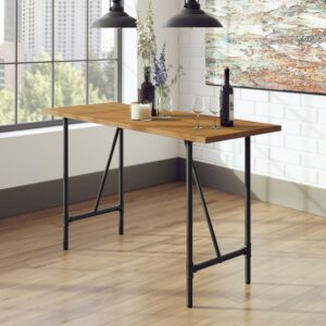 Sauder Iron City Industrial Counter-Height Dining Table, Checked Oak Finish