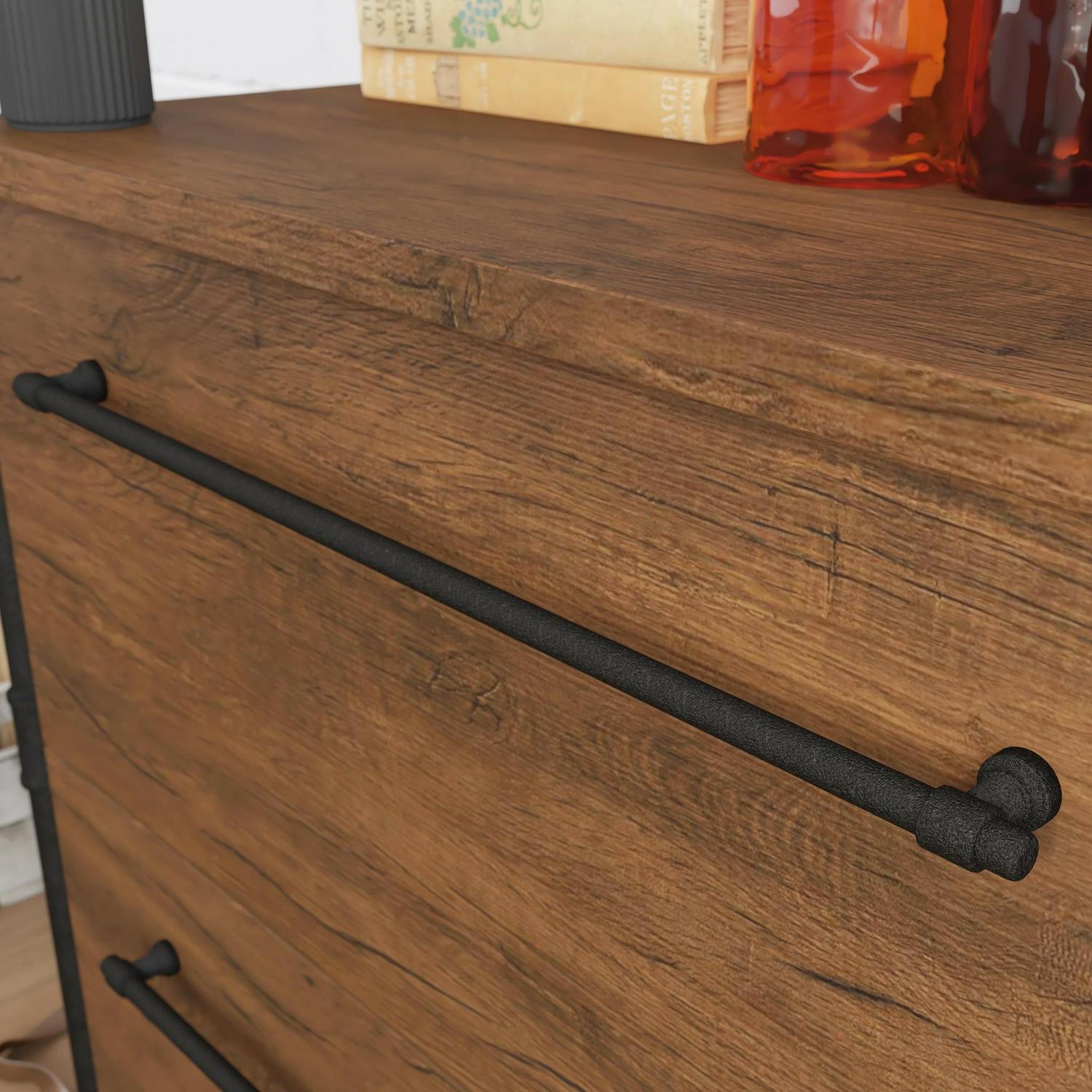 Sauder Iron City Industrial 2 Drawer Lateral File Cabinet, Checked Oak Finish - Image 3