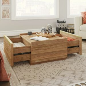 Sauder Manhattan Gate Modern Square Coffee Table with Storage, Sindoori Mango Finish