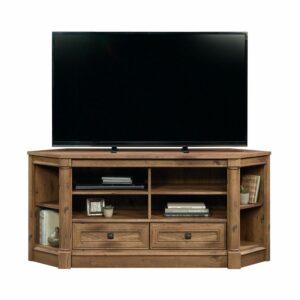 Sauder Palladia Corner Entertainment TV Stand for TVs up to 60", Vintage Oak Finish