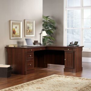 Sauder Palladia Contemporary L-Shape Computer Desk, Select Cherry Finish