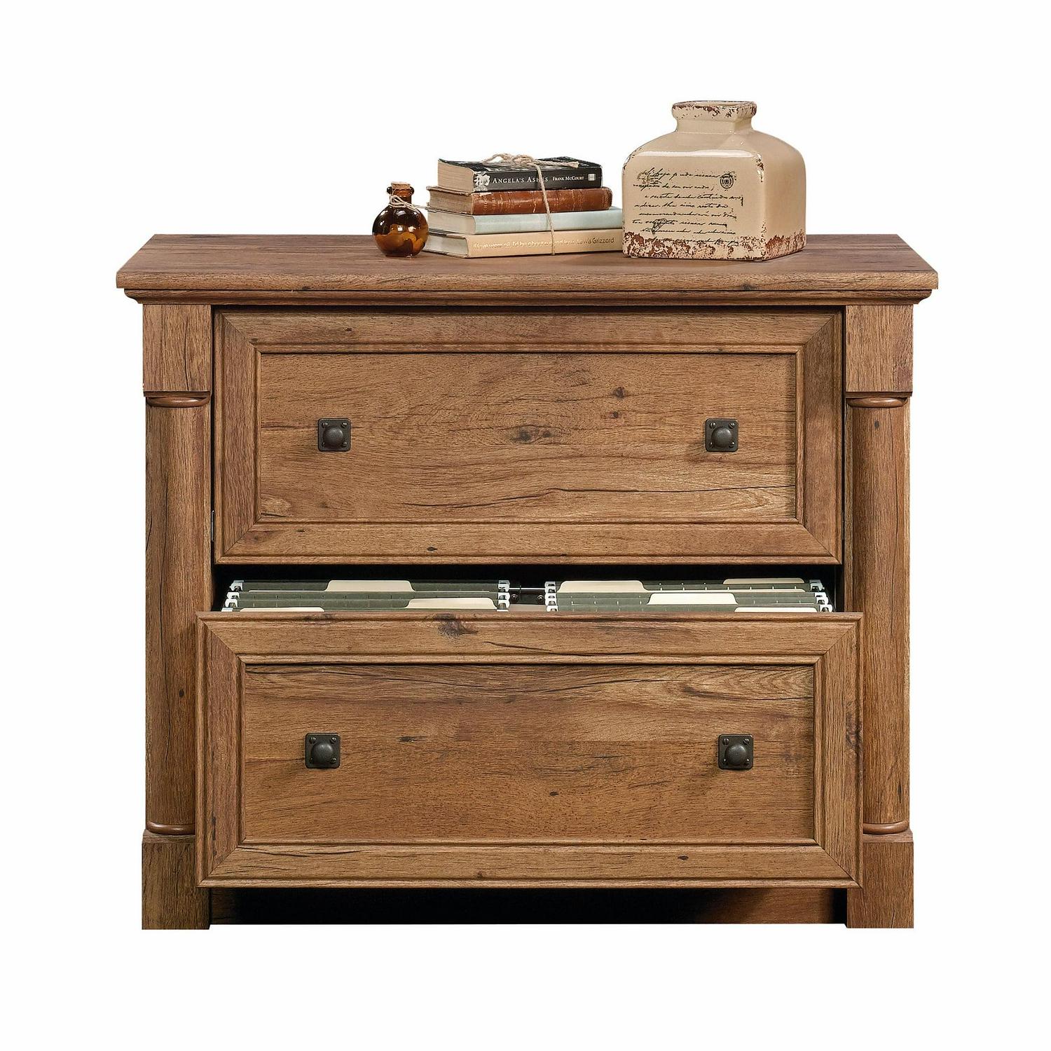Sauder Palladia 2-Drawer Lateral File Cabinet, Vintage Oak Finish - Image 6