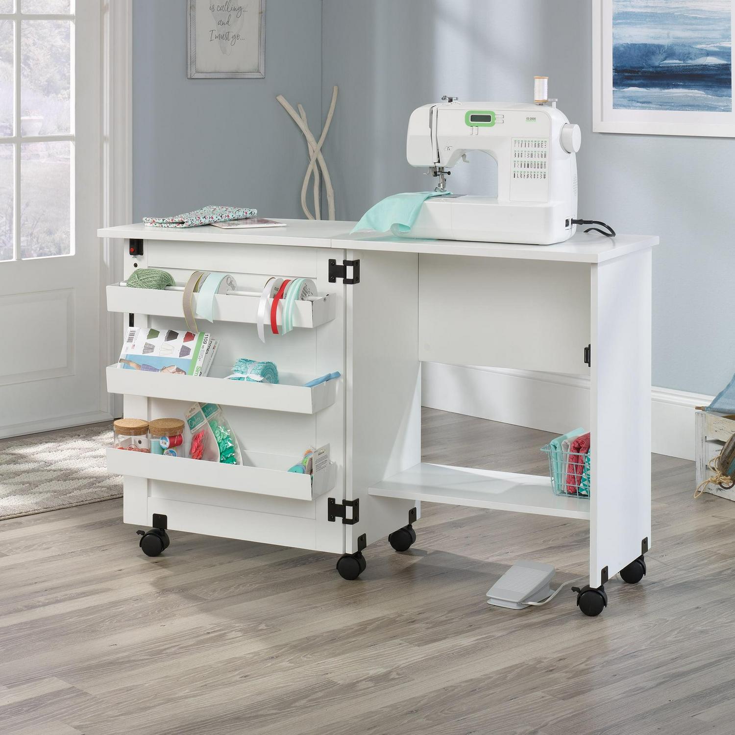 Sauder Sewing Cart, White Finish - Image 2