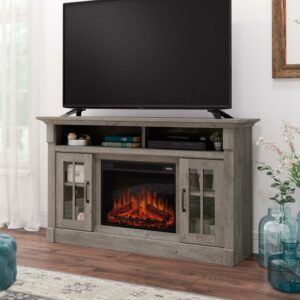 Sauder Rustic Fireplace TV Stand, for TVs up to 50", Mystic Oak Finish