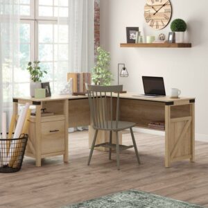 Sauder Saddler Way L-Desk, Orchard Oak Finish