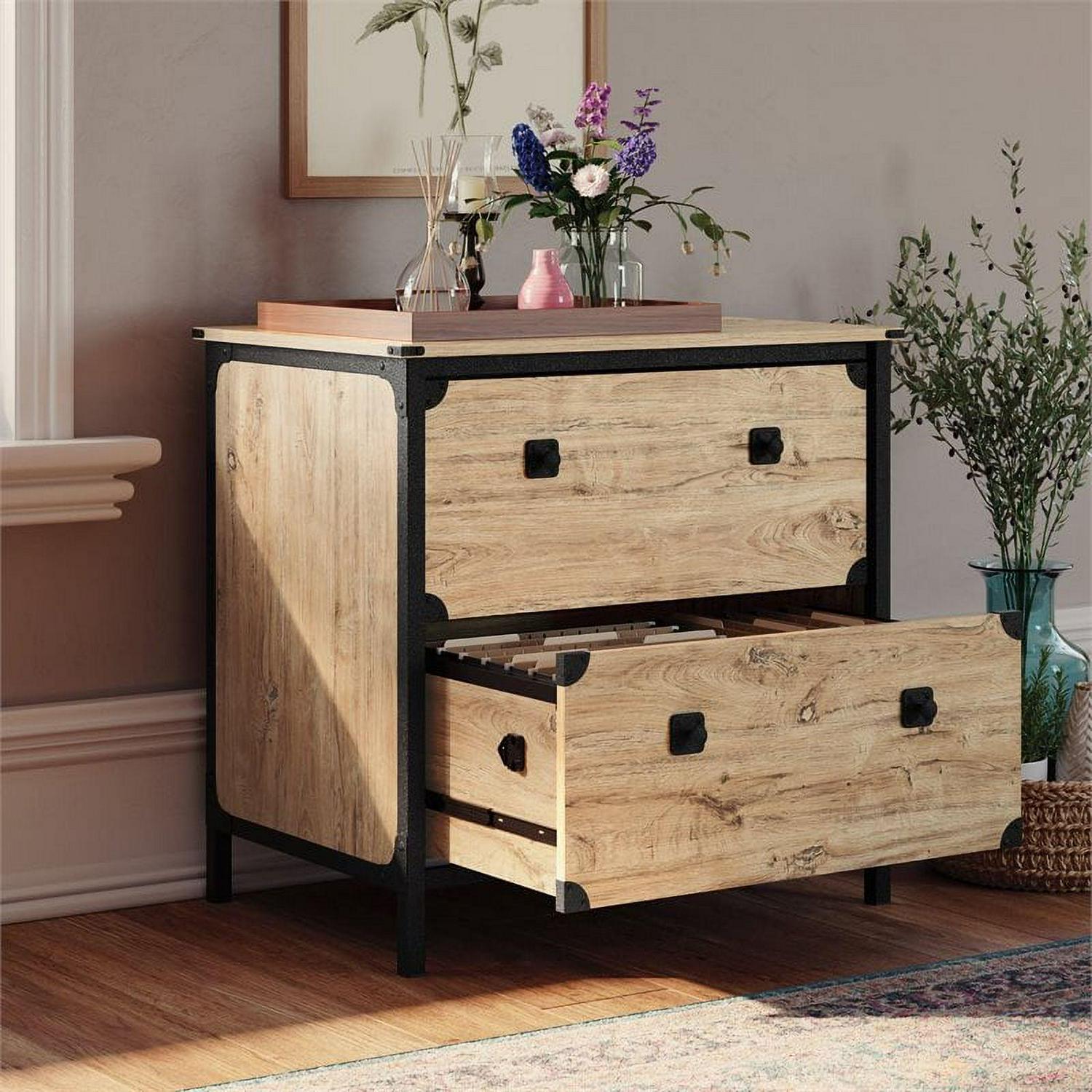 Sauder Steel River 2-Drawer Lateral File Cabinet, Milled Mesquite Finish - Image 7