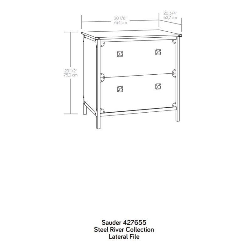 Sauder Steel River 2-Drawer Lateral File Cabinet, Milled Mesquite Finish - Image 3