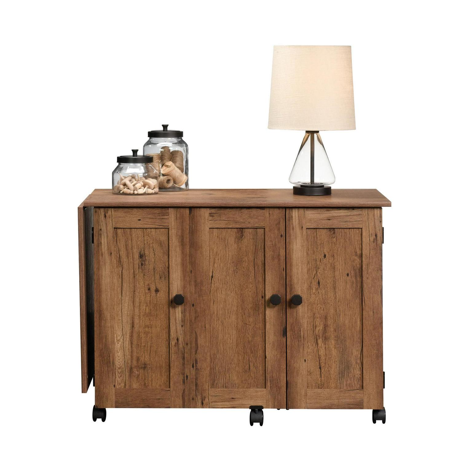 Sauder Storage Sewing and Craft Cart, Vintage Oak Finish - Image 9