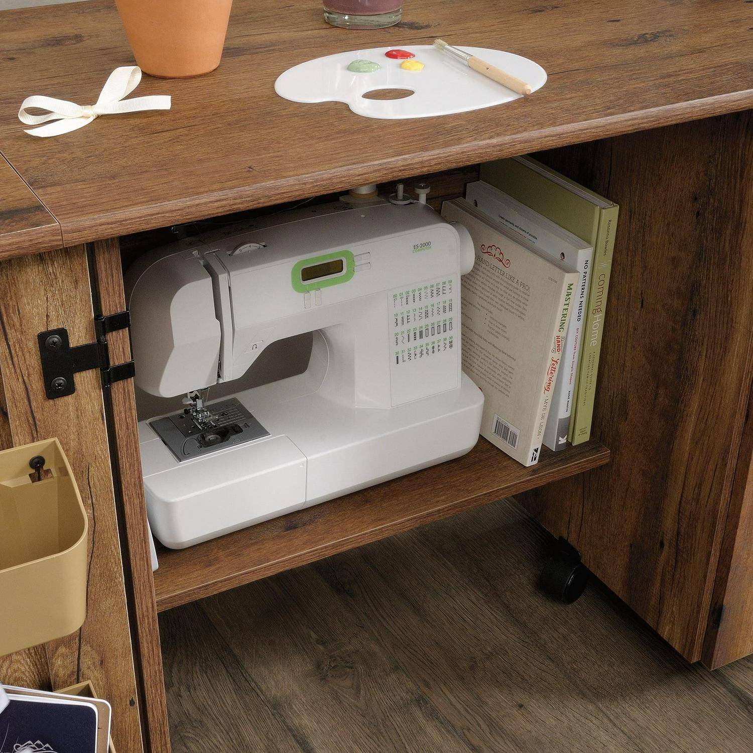 Sauder Storage Sewing and Craft Cart, Vintage Oak Finish - Image 3