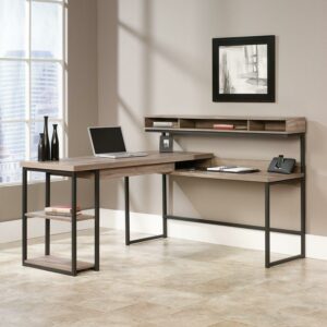 Sauder Transit L Desk, Salt Oak Finish