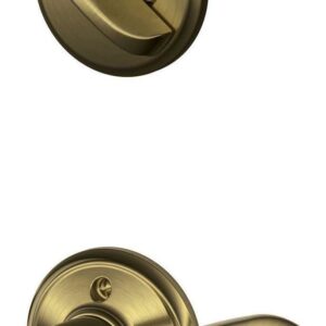 Schlage F59 FLA 609 LH Flair Interior Left-Handed Lever with Deadbolt, Antique Brass (Interior Half Only)