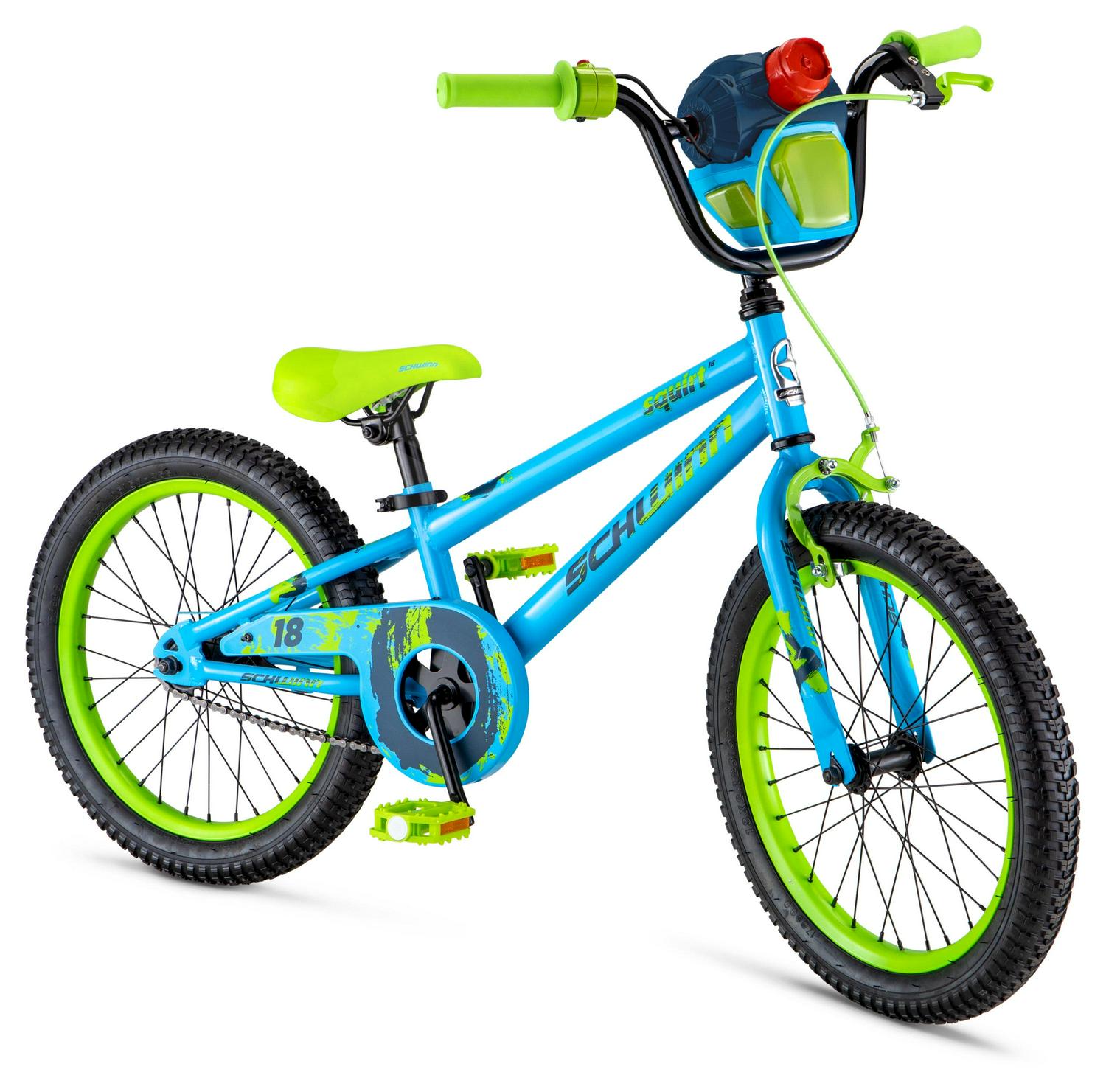 18" Schwinn Squirt Sidewalk Bike for Kids, Blue and Green, Kids Age 6-9 Years