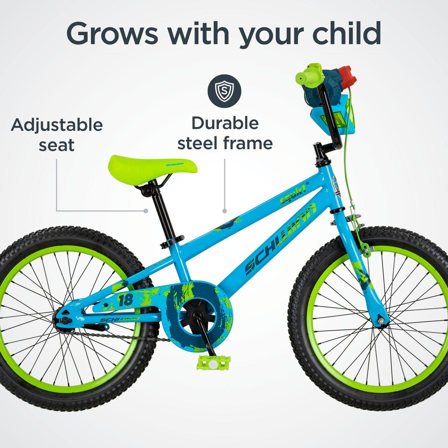 18" Schwinn Squirt Sidewalk Bike for Kids, Blue and Green, Kids Age 6-9 Years - Image 3
