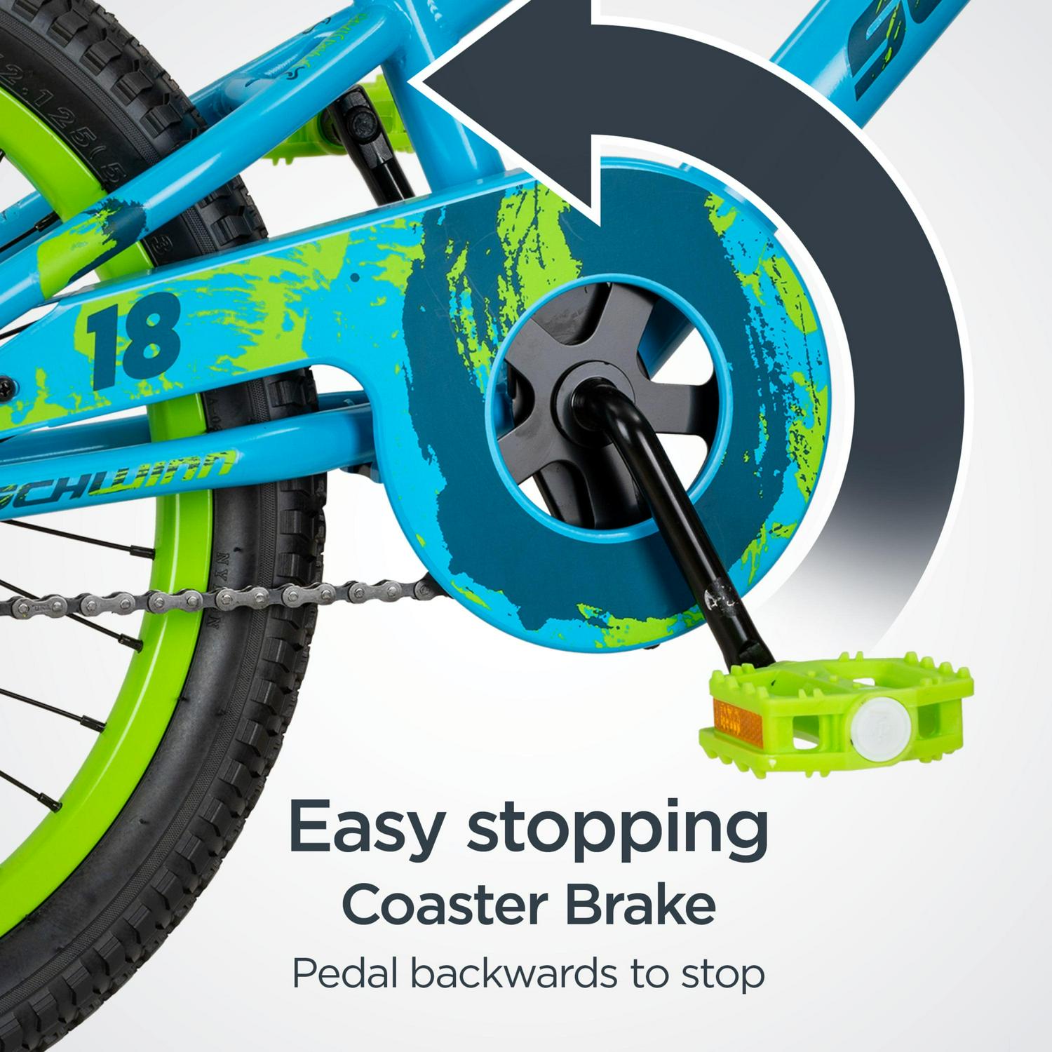 18" Schwinn Squirt Sidewalk Bike for Kids, Blue and Green, Kids Age 6-9 Years - Image 4