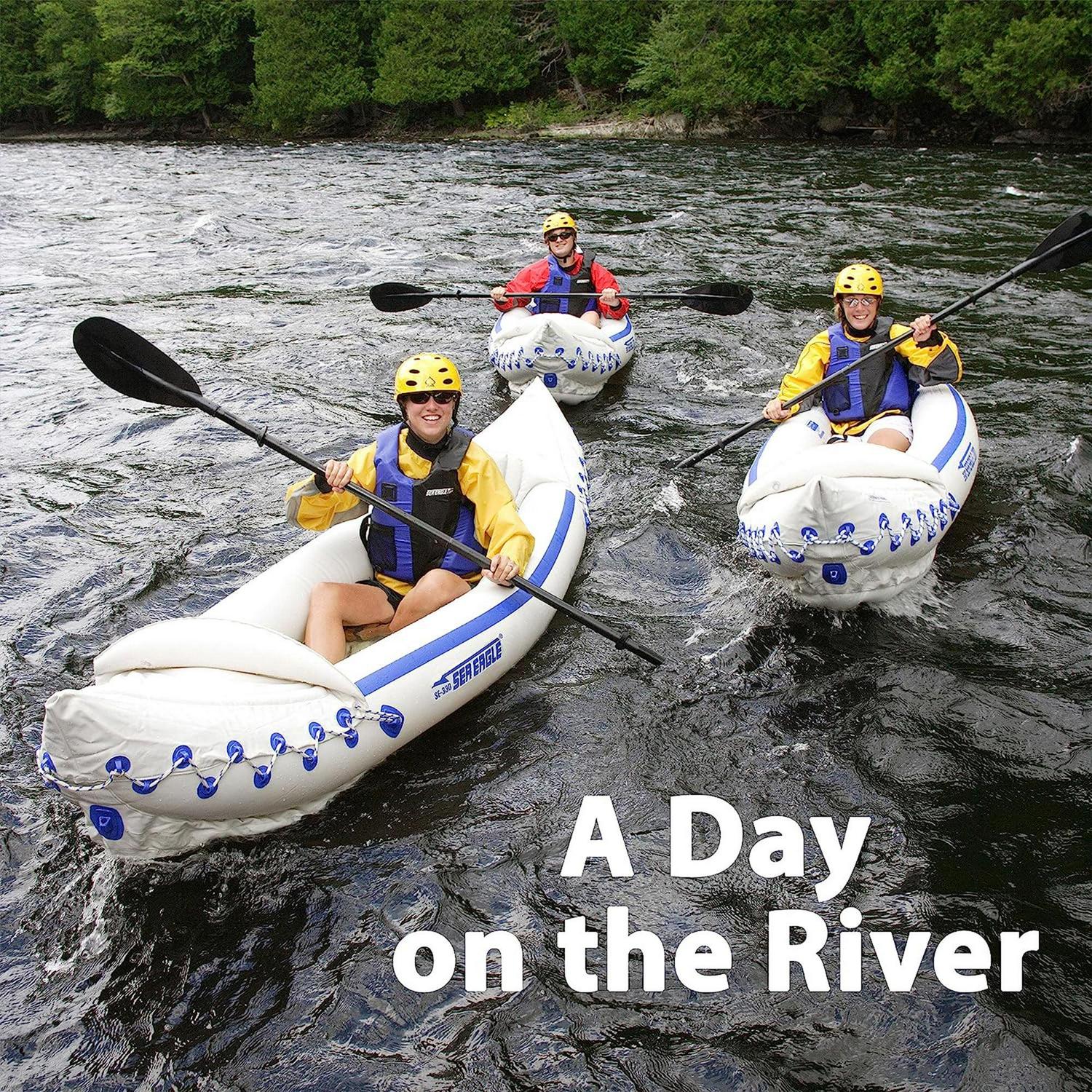 Sea Eagle SE330 Two Person Inflatable Sport Kayak Boat with Seats, Paddles, Pump, Bag-Affordable-Lightweight-Portable - Pro Package - Image 5