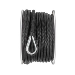 Seachoice Boat Anchor Rope, Double-Braid, Nylon, Achor Line, 3/8 In. X 100 Ft., Black