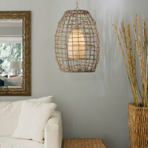 Seagrass 1 Light Pendant with Tan Finish