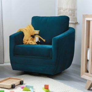 Second Story Home Gogh Upholstered Swivel Glider- Blue Peacock