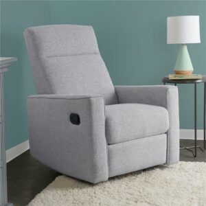 Second Story Home Grove Upholstered Manual 3 Position Reclining Swivel Glider- Gray