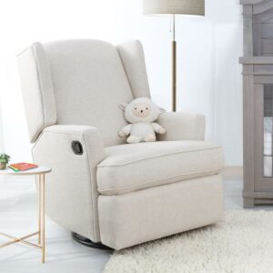 Second Story Home Hemingway Upholstered Wingback Swivel Gliding Recliner- Canvas