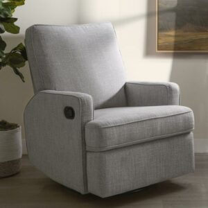 Second Story Home Tucker Upholstered Swivel Manual Recliner- Gray