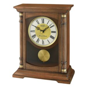 Seiko 12 inch Baron Brown Pendulum Chime Clock, Quartz, Traditional, Analog, QXQ034BLH