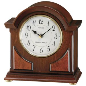 Seiko 9" Sayo Brown Wooden Chime Mantel Clock, Traditional, Quartz, Analog, QXJ012BLH