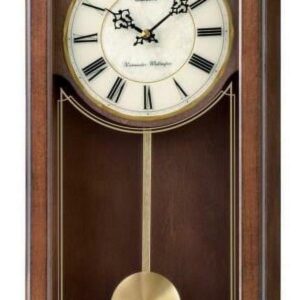 Seiko Circular & Classic Wooden Wall Clock Pendulum and Chime, Brown, Analog, Quartz QXH071BLH
