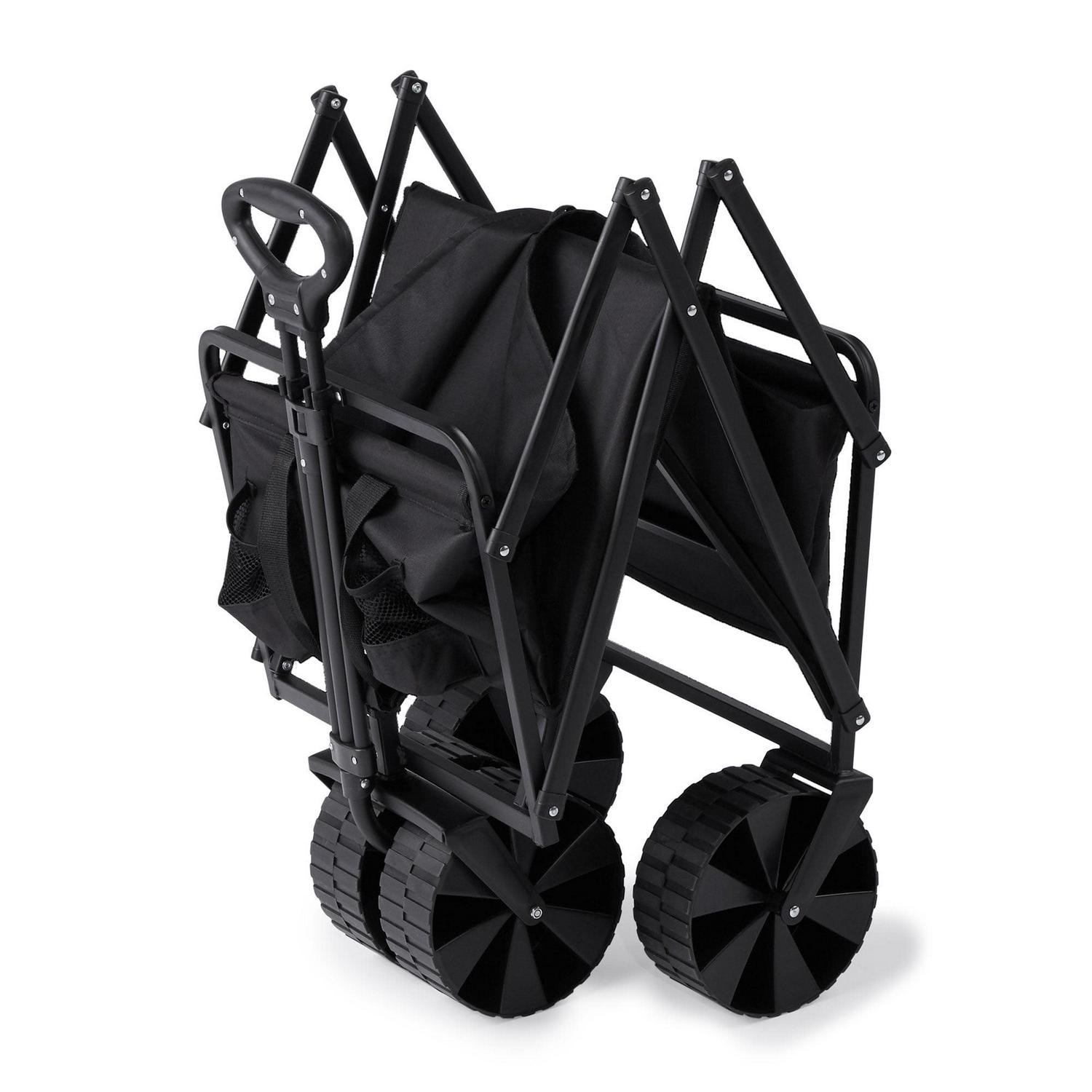 Seina 150lb Capacity Collapsible Steel Outdoor Utility Wagon Cart, Black - Image 4