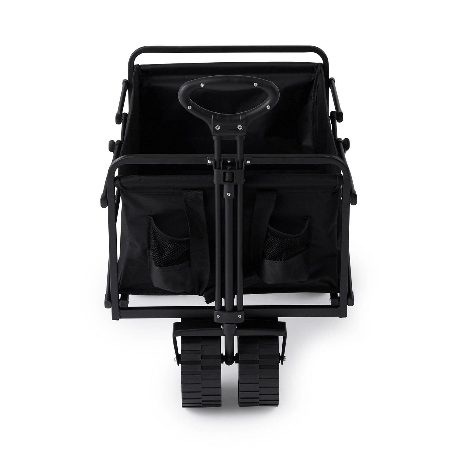 Seina 150lb Capacity Collapsible Steel Outdoor Utility Wagon Cart, Black - Image 2