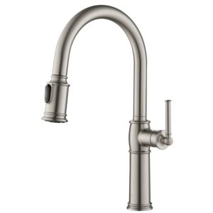 Sellette Traditional Single Handle Pull-Down Kitchen Faucet and Deck Plate in Spot Free Stainless Steel