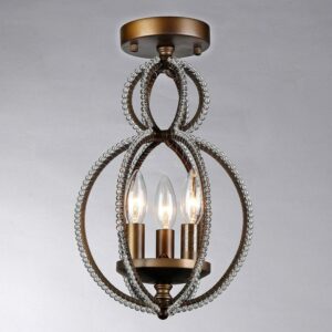 Warehouse of Tiffany Seraphina 3-Light Antique Bronze 15-inch Flush Mount