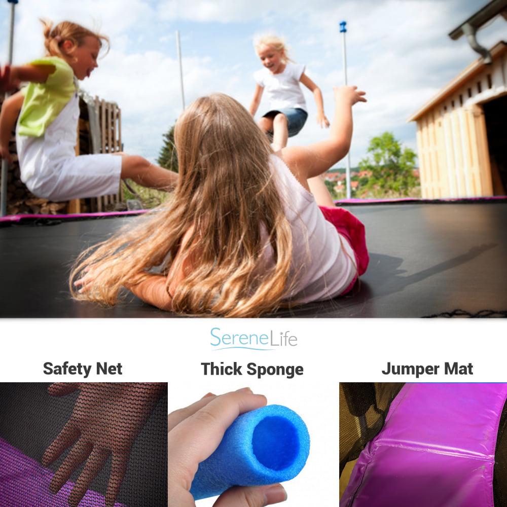 SereneLife 10 Foot Outdoor Trampoline and Safety Net Enclosure for Kids, Pink - Image 5