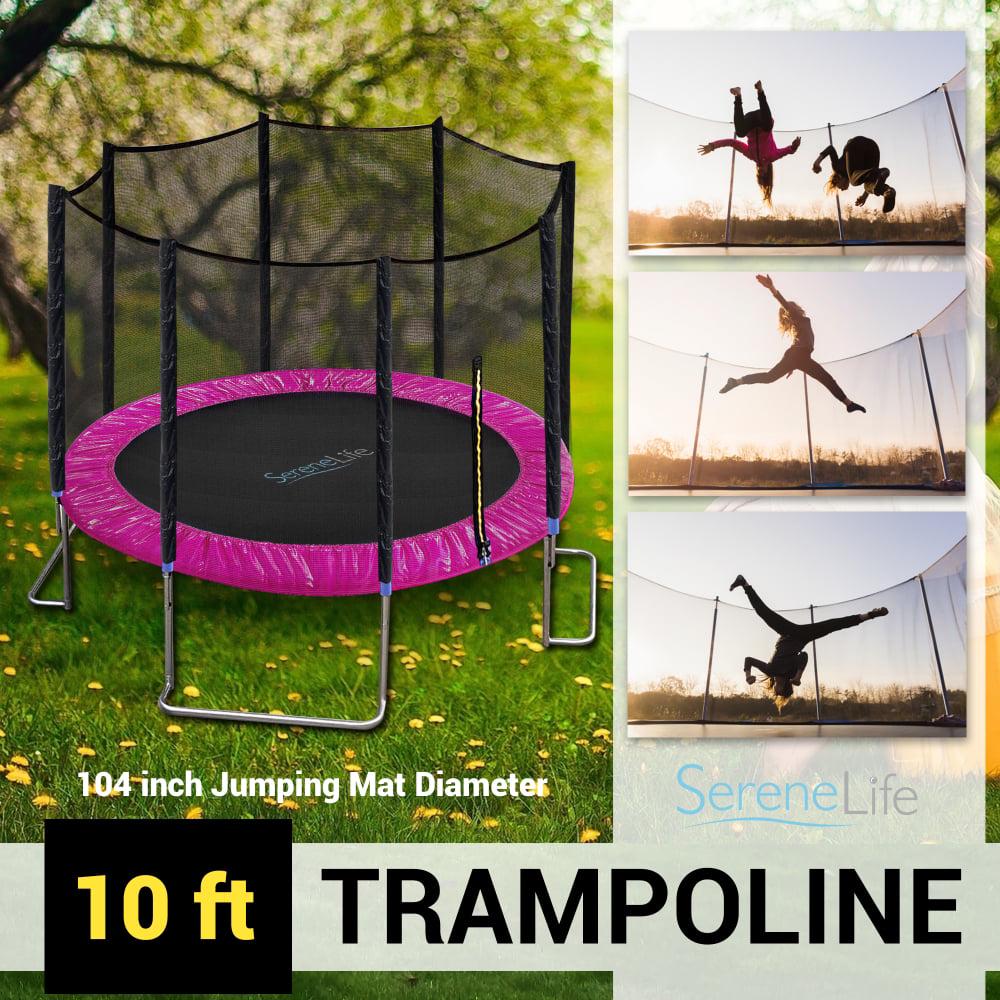 SereneLife 10 Foot Outdoor Trampoline and Safety Net Enclosure for Kids, Pink - Image 7
