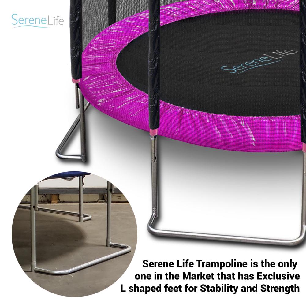 SereneLife 10 Foot Outdoor Trampoline and Safety Net Enclosure for Kids, Pink - Image 4