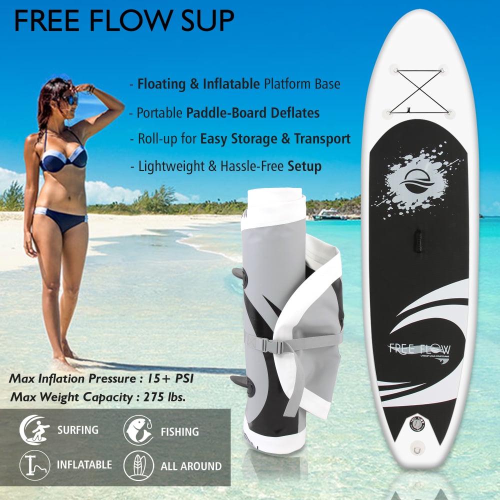 SereneLife 11 Foot Free Flow Inflatable SUP Stand Up Paddle Board Kit, White - Image 6