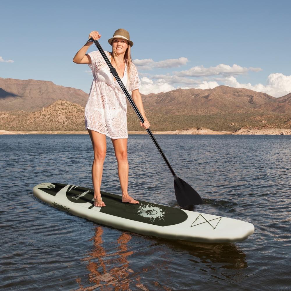 SereneLife 11 Foot Free Flow Inflatable SUP Stand Up Paddle Board Kit, White - Image 7