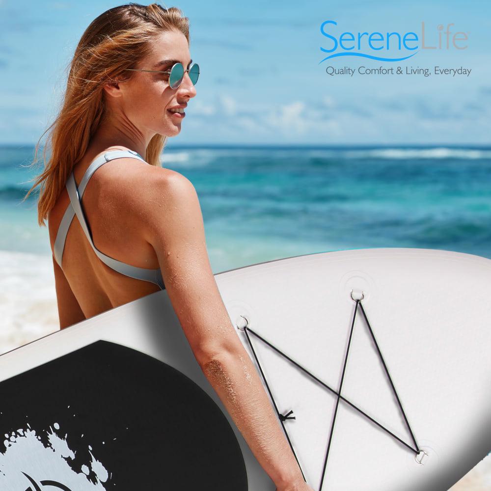 SereneLife 11 Foot Free Flow Inflatable SUP Stand Up Paddle Board Kit, White - Image 5