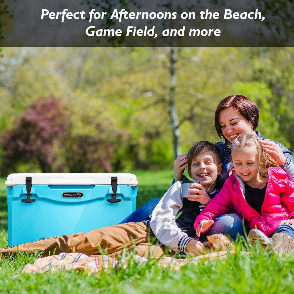 SereneLife 75 Quart Portable Cooler Box Lightweight Heavy-Duty Travel Ice Cooler W/ Handles, (Blue) - Image 4