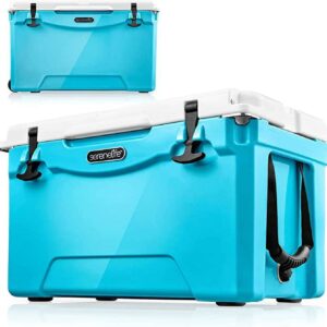 SereneLife 75 Quart Portable Cooler Box Lightweight Heavy-Duty Travel Ice Cooler W/ Handles, (Blue)