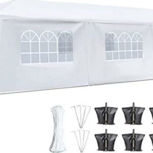 SereneLife Party Commercial Instant Shelter with 4 Walls-Waterproof Tent with 8 Sandbags, White
