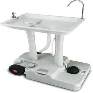 SereneLife SLCASN25 Wheeled Mobile Foot Pump Hand Washing Stand Faucet Station