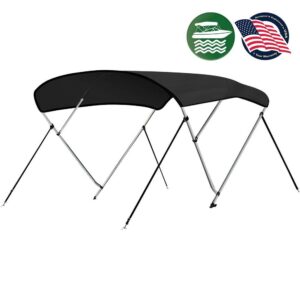 SereneLife 4 Bow Gray Waterproof Double-Walled Aluminum Frame Bimini Top with Hardware