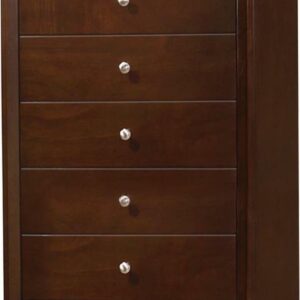 Serenity Rectangular 5-drawer Chest Rich Merlot