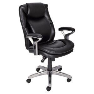 Serta AIR Health and Wellness Bonded Leather Mid-Back Office Chair, Black