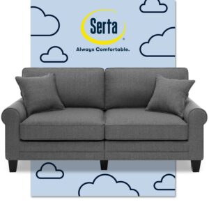 Serta Copenhagen 73" Rolled Arm Sofa with Removable Covers Dark Gray