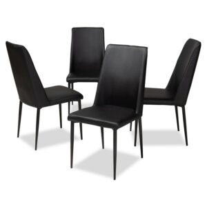 Set of 4 Baxton Studio Chandelle Modern and Contemporary Faux Leather Upholstered Dining Chairs, Multiple Colors