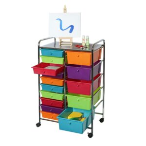 Seville Classics 15-Drawer Organizer Cart, Pearlescent Multi-Color