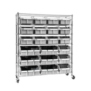 Seville Classics Extra-Wide 7-Tier NSF 21-Bin Rack, 48" W x 14" D x 56" H, Gray