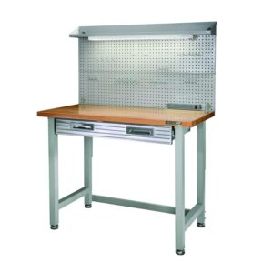 Seville Classics UltraHD® Heavy Duty Commercial Lighted Workcenter Workbench w/ Pegboard, Granite, 48" W x 24" D x 65.5" H